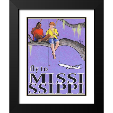 Fly to Mississippi Black Modern Wood Framed Art Print with Double Matting by Got, Jean Pierre