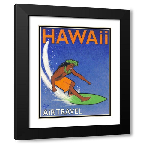 Hawaii Air Travel Black Modern Wood Framed Art Print with Double Matting by Got, Jean Pierre