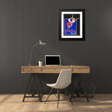 India by Air Black Modern Wood Framed Art Print with Double Matting by Got, Jean Pierre