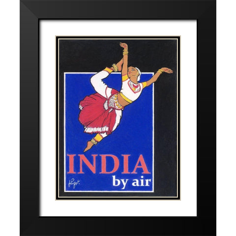 India by Air Black Modern Wood Framed Art Print with Double Matting by Got, Jean Pierre