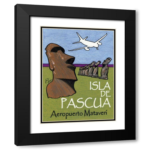 Isla de Pascua Black Modern Wood Framed Art Print with Double Matting by Got, Jean Pierre