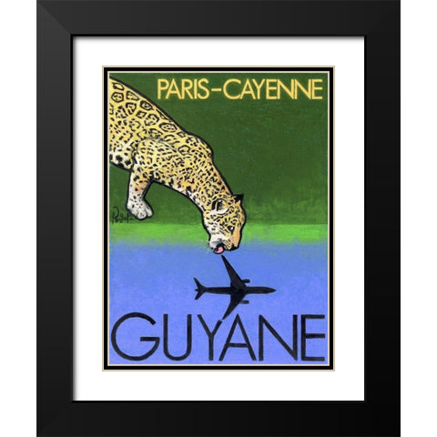 Paris-Cayenne Guyane Black Modern Wood Framed Art Print with Double Matting by Got, Jean Pierre