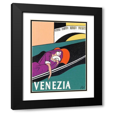 Venezia Black Modern Wood Framed Art Print with Double Matting by Got, Jean Pierre