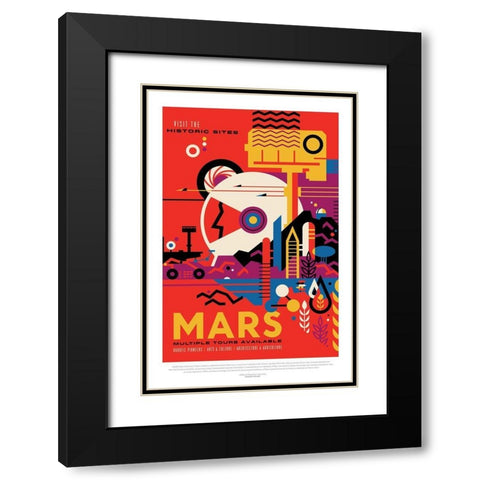 Mars Black Modern Wood Framed Art Print with Double Matting by JPL