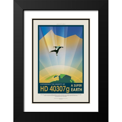 Super Earth Black Modern Wood Framed Art Print with Double Matting by JPL