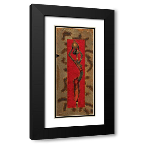African Lady I Black Modern Wood Framed Art Print with Double Matting by Kamba