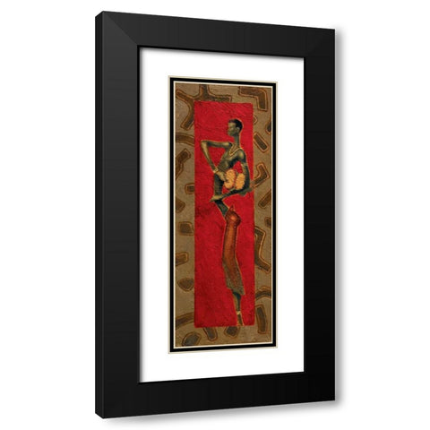 African Drummer I Black Modern Wood Framed Art Print with Double Matting by Kamba