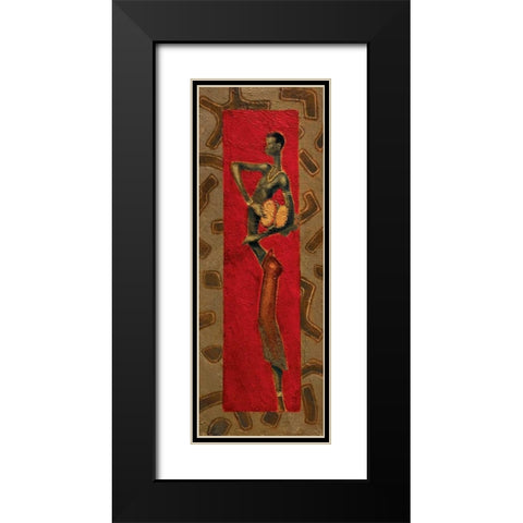 African Drummer I Black Modern Wood Framed Art Print with Double Matting by Kamba