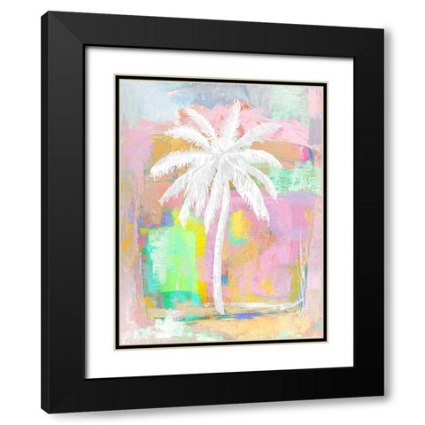 Abstract Pastel Palm Black Modern Wood Framed Art Print with Double Matting by Blake, Madeline