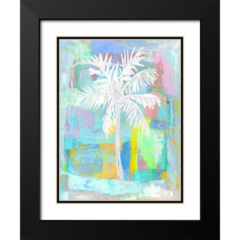 Abstract Palm Aqua Black Modern Wood Framed Art Print with Double Matting by Blake, Madeline