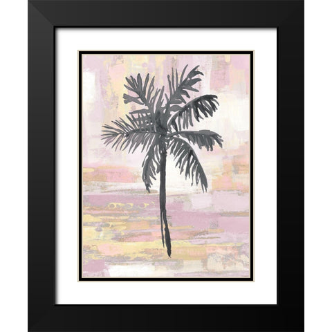 Abstract Palm Pink Blush Black Modern Wood Framed Art Print with Double Matting by Blake, Madeline