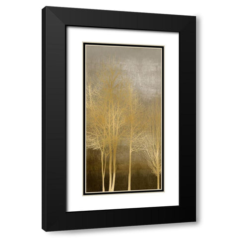 Gold Trees on Brown Panel I Black Modern Wood Framed Art Print with Double Matting by Bennett, Kate