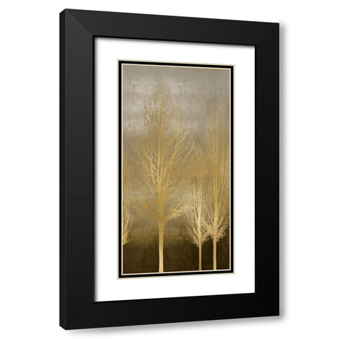 Gold Trees on Brown Panel II Black Modern Wood Framed Art Print with Double Matting by Bennett, Kate