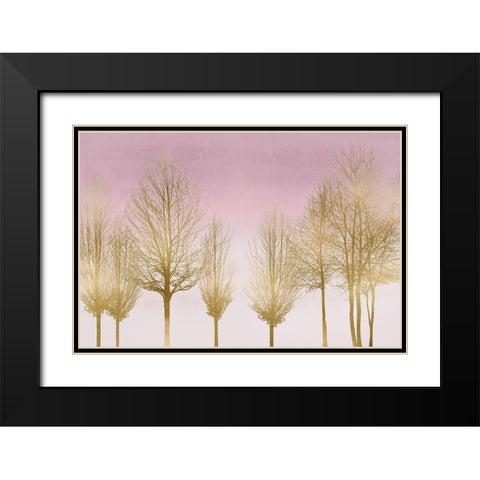 Gold Forest on Pink Black Modern Wood Framed Art Print with Double Matting by Bennett, Kate