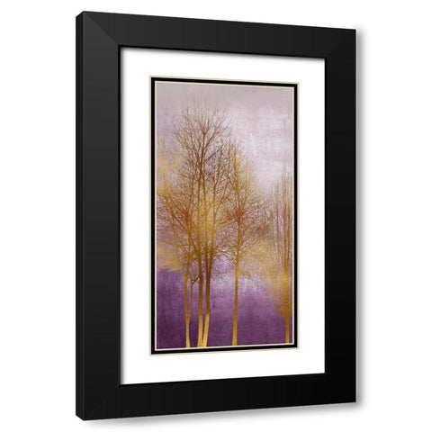 Gold Trees on Purple Panel II Black Modern Wood Framed Art Print with Double Matting by Bennett, Kate