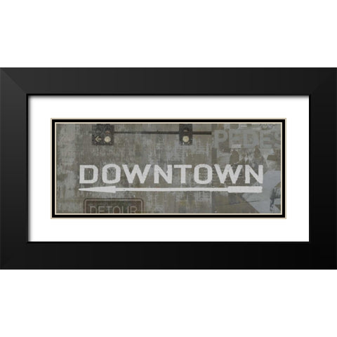 Downtown Black Modern Wood Framed Art Print with Double Matting by Wilson, Luke