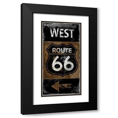Route 66 West Black Modern Wood Framed Art Print with Double Matting by Wilson, Luke