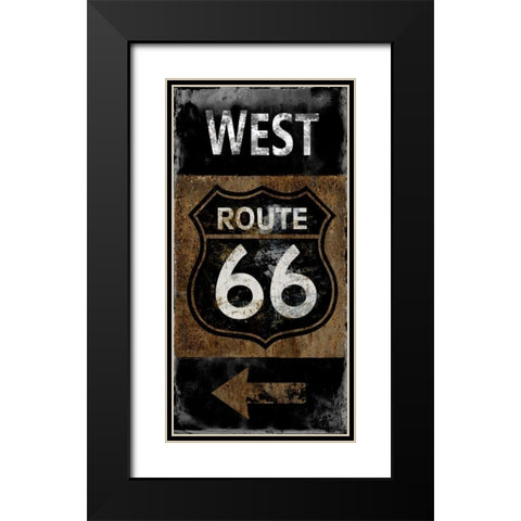 Route 66 West Black Modern Wood Framed Art Print with Double Matting by Wilson, Luke