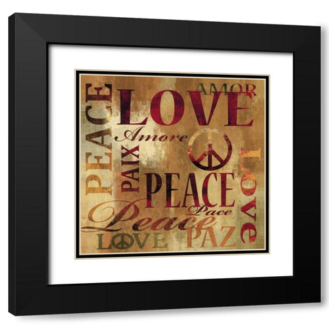 Peace and Love Black Modern Wood Framed Art Print with Double Matting by Wilson, Luke