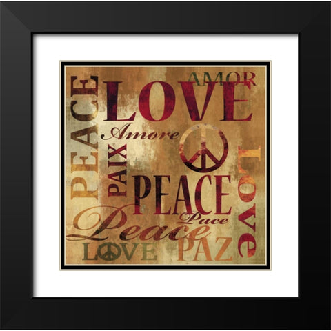 Peace and Love Black Modern Wood Framed Art Print with Double Matting by Wilson, Luke