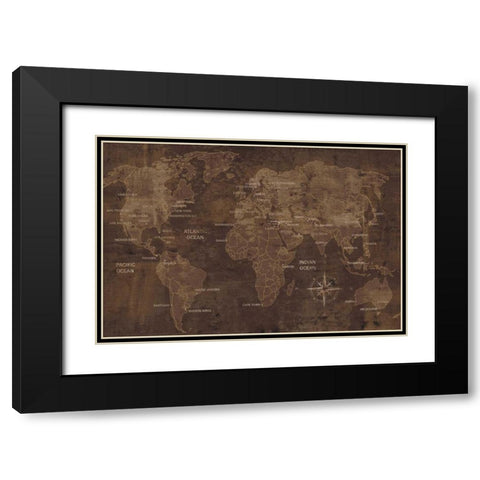 The World Black Modern Wood Framed Art Print with Double Matting by Wilson, Luke