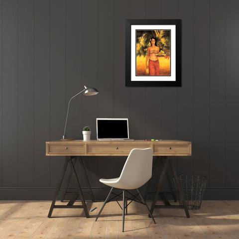 Island Woman I Black Modern Wood Framed Art Print with Double Matting by Arellano, Migdalia