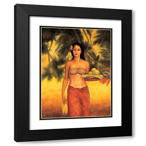 Island Woman I Black Modern Wood Framed Art Print with Double Matting by Arellano, Migdalia