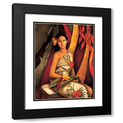 Island Woman II Black Modern Wood Framed Art Print with Double Matting by Arellano, Migdalia