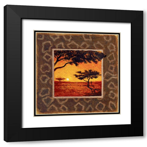 Savannah Sunset I Black Modern Wood Framed Art Print with Double Matting by Madou