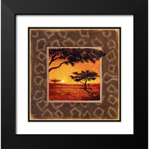 Savannah Sunset I Black Modern Wood Framed Art Print with Double Matting by Madou
