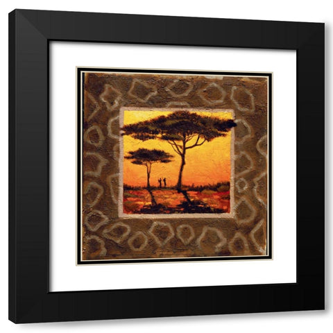 Savannah Sunset II Black Modern Wood Framed Art Print with Double Matting by Madou