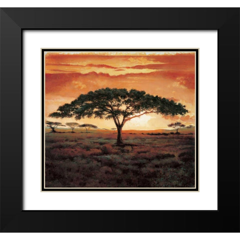 Masai Tree Black Modern Wood Framed Art Print with Double Matting by Madou