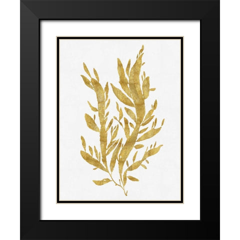 Sea Life - Gold on White IV Black Modern Wood Framed Art Print with Double Matting by Miller, Melonie