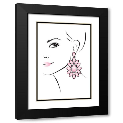Earring II Black Modern Wood Framed Art Print with Double Matting by Pavlova, Martina