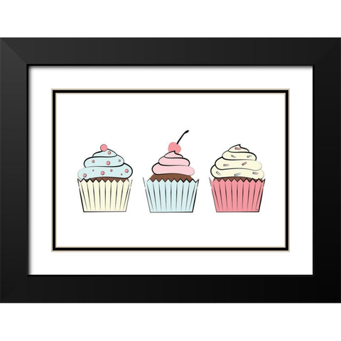 Cupcakes III Black Modern Wood Framed Art Print with Double Matting by Pavlova, Martina
