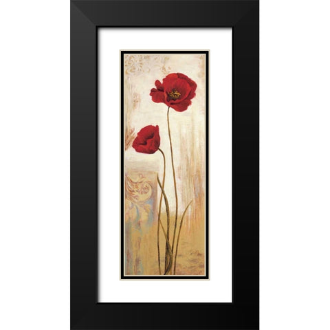Panneau coquelicots Black Modern Wood Framed Art Print with Double Matting by Besson, Nathalie