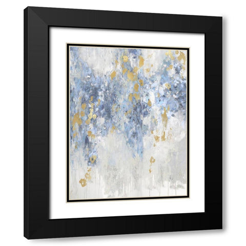 Cascade Blue with Gold Black Modern Wood Framed Art Print with Double Matting by Robbins, Nikki
