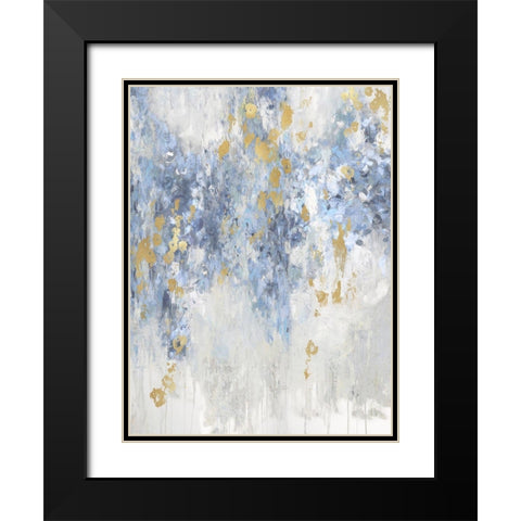 Cascade Blue with Gold Black Modern Wood Framed Art Print with Double Matting by Robbins, Nikki