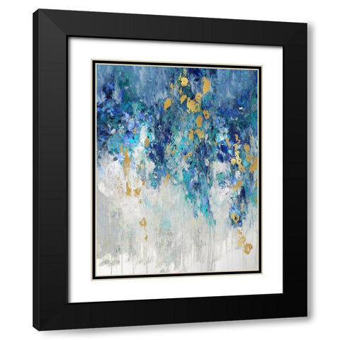 Cascading Blues I Black Modern Wood Framed Art Print with Double Matting by Robbins, Nikki