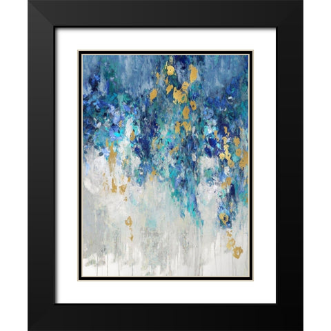 Cascading Blues I Black Modern Wood Framed Art Print with Double Matting by Robbins, Nikki
