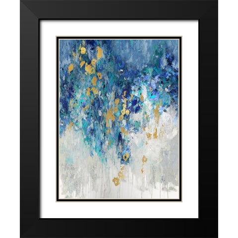 Cascading Blues II Black Modern Wood Framed Art Print with Double Matting by Robbins, Nikki