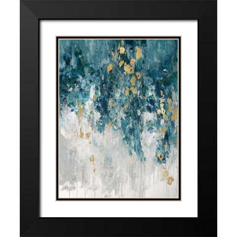Cascading Cerulian Black Modern Wood Framed Art Print with Double Matting by Robbins, Nikki