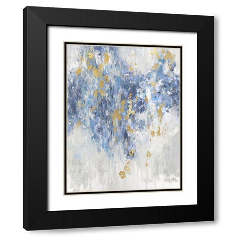 Cascade Indigo with Gold  Black Modern Wood Framed Art Print with Double Matting by Robbins, Nikki