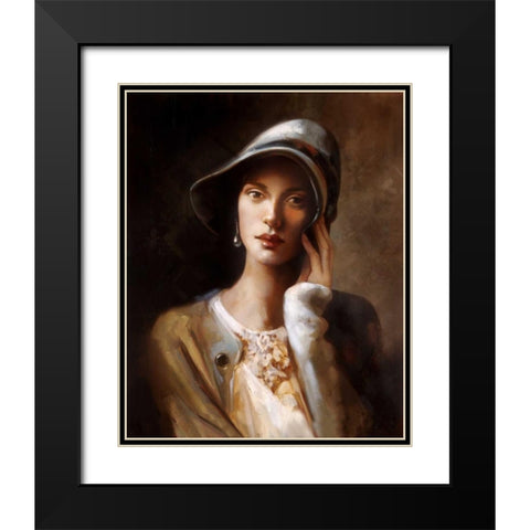 Pearl Earing Black Modern Wood Framed Art Print with Double Matting by Di Scenza, Ron