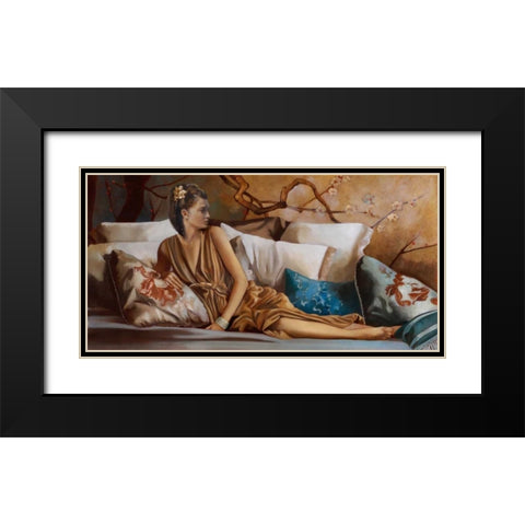 Posh Afternoon Tea Black Modern Wood Framed Art Print with Double Matting by Di Scenza, Ron