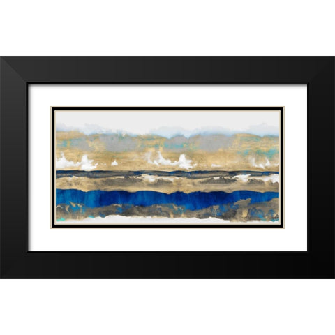 Strata in Blue and Gold Black Modern Wood Framed Art Print with Double Matting by Springer, Rachel