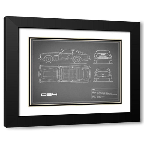 Aston DB4 -Grey Black Modern Wood Framed Art Print with Double Matting by Rogan, Mark