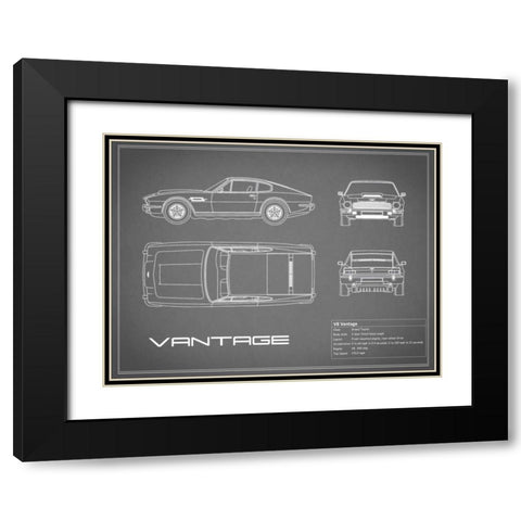 Aston V8 Vantage-Grey Black Modern Wood Framed Art Print with Double Matting by Rogan, Mark