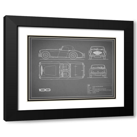 Austin-Healey 100-Grey Black Modern Wood Framed Art Print with Double Matting by Rogan, Mark