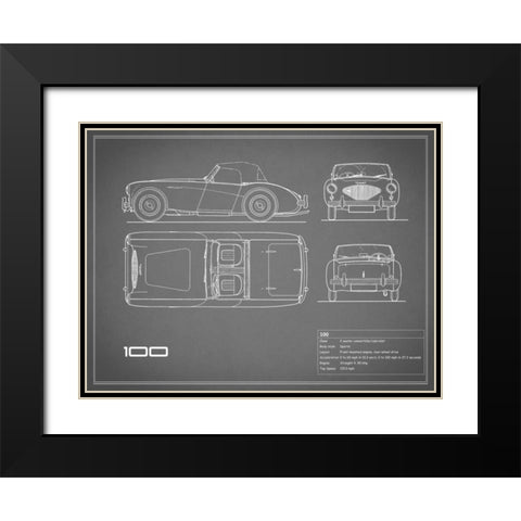Austin-Healey 100-Grey Black Modern Wood Framed Art Print with Double Matting by Rogan, Mark